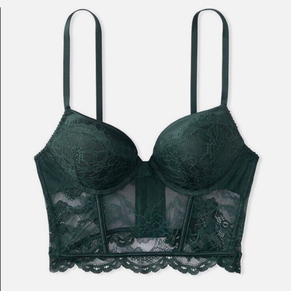Victoria’s Secret Bombshell Lace Bustier Emerald 34B